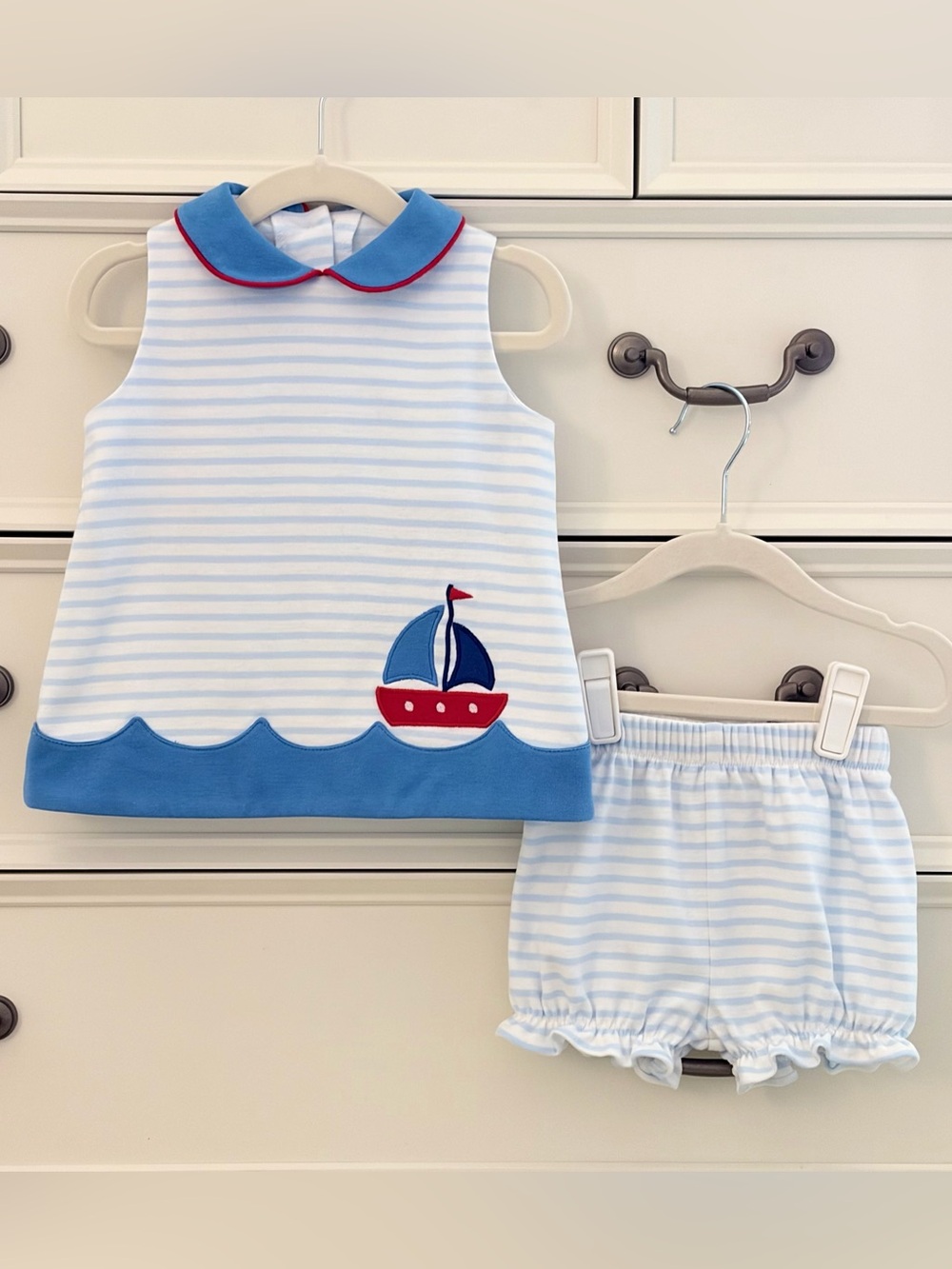 EUC Marco & Lizzy 2Pc Sailboat Set Size 12 Months